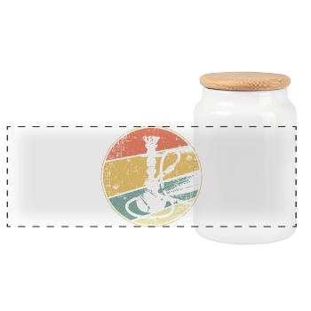 Vintage Shisha - Panoramic Cookie Jar with Wooden Lid - white - Front