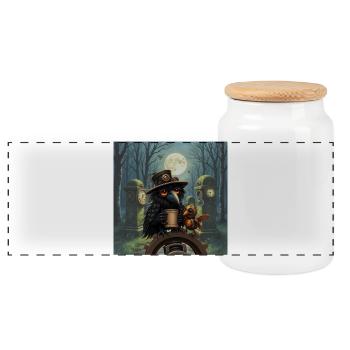 Corbeau Steampunk de nuit - Boîte à biscuits avec couvercle en bois - blanc - Devant