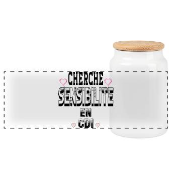 Cherche Sensibilité en CDI - Boîte à biscuits avec couvercle en bois - blanc - Devant