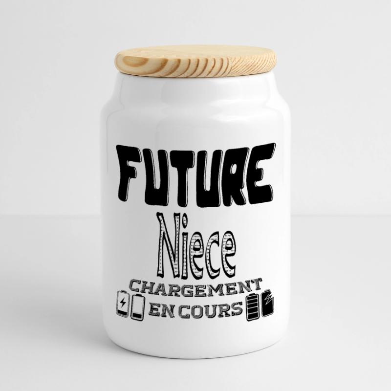 Future Niece Loading In Progress Panoramic Cookie Jar with Wooden Lid