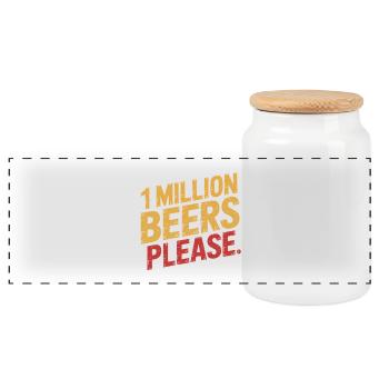 One Million Beers please - Funny Drinking Meme - Panoramic Cookie Jar with Wooden Lid - white - Front
