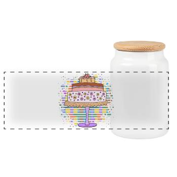 Kuchen - Panorama Keksdose mit Holzdeckel - Weiß - Vorne