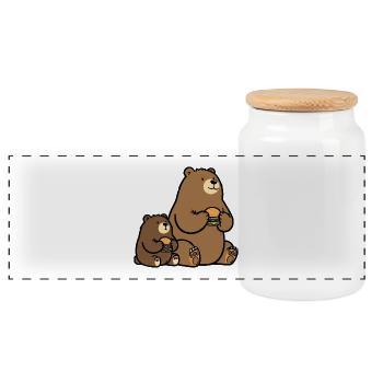 Famille Ours Ours Père Fils Hamburger Burger Papa - Boîte à biscuits avec couvercle en bois - blanc - Devant