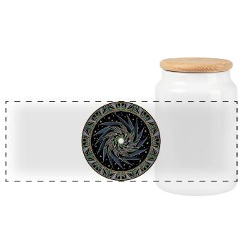 Star Swirl Mandala - Panoramic Cookie Jar with Wooden Lid - white - Front