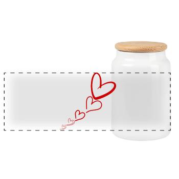 Coeurs rouges linéaires - Boîte à biscuits avec couvercle en bois - blanc - Devant
