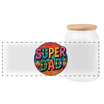 Super Dad Retro Super Papa - Panoramic Cookie Jar with Wooden Lid - white - Front