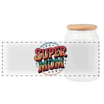Supermom Wüstenfarben Design - Panorama Keksdose mit Holzdeckel - Weiß - Vorne