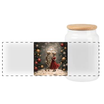 Danse squelettique de Noël - Boîte à biscuits avec couvercle en bois - blanc - Devant