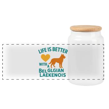 Belgian Laekenois Heart Tea - Panoramic Cookie Jar with Wooden Lid - white - Front