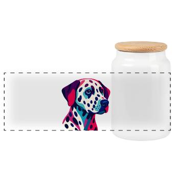 Pop Art dalmate coloré - Boîte à biscuits avec couvercle en bois - blanc - Devant