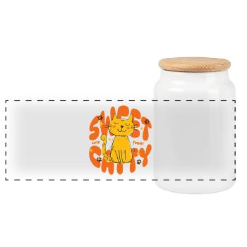 Sweet Catty – Le chat le plus mignon du monde - Boîte à biscuits avec couvercle en bois - blanc - Devant