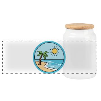 Île ensoleillée sur la plage de sable - Boîte à biscuits avec couvercle en bois - blanc - Devant