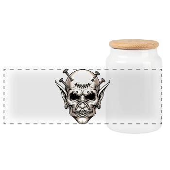 Démon effrayant Halloween Monstre Horreur Créature - Boîte à biscuits avec couvercle en bois - blanc - Devant