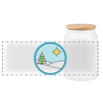 Paysage hivernal avec de la neige et du soleil - Boîte à biscuits avec couvercle en bois - blanc - Devant