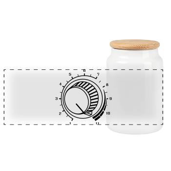 Volume, Turn It Up, Volume, Music, Party, DJ Sound - Panoramic Cookie Jar with Wooden Lid - white - Front