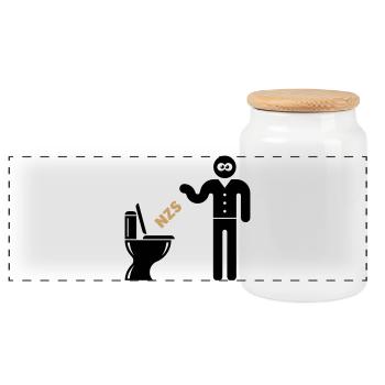 NZS Dans les toilettes, dans les toilettes ! Ci-contre droit POS 2C - Boîte à biscuits avec couvercle en bois - blanc - Devant