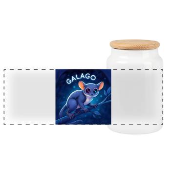 Galago Night Eyes Soft Toy Charm - Panoramic Cookie Jar with Wooden Lid - white - Front