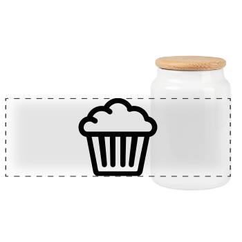 Muffin - Panorama Keksdose mit Holzdeckel - Weiß - Vorne