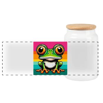 Frosch - Panorama Keksdose mit Holzdeckel - Weiß - Vorne