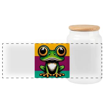Frosch - Panorama Keksdose mit Holzdeckel - Weiß - Vorne