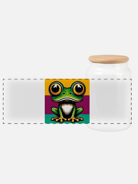 Frosch - Panorama Keksdose mit Holzdeckel - Weiß