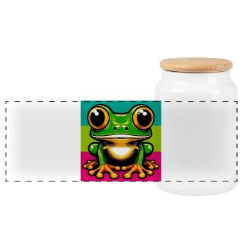 grenouille - Boîte à biscuits avec couvercle en bois - blanc - Devant