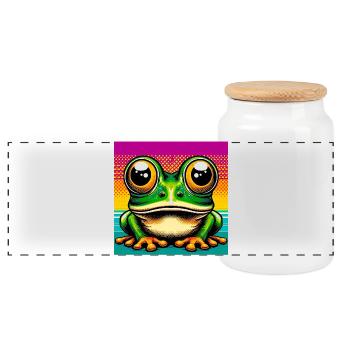 grenouille - Boîte à biscuits avec couvercle en bois - blanc - Devant