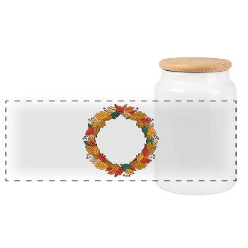 Cercle de couronne de feuilles d’automne - Boîte à biscuits avec couvercle en bois - blanc - Devant
