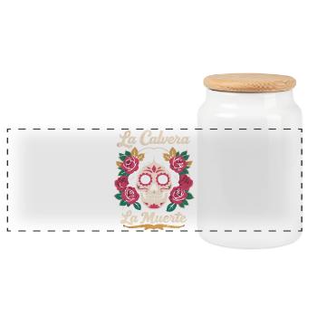 Sugar Skull Weihnachten Mann Floral  - Panorama Keksdose mit Holzdeckel - Weiß - Vorne
