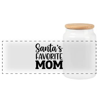 La maman préférée du Père Noël - Boîte à biscuits avec couvercle en bois - blanc - Devant