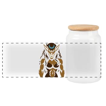 Moonlight Demon Warrior - Panoramic Cookie Jar with Wooden Lid - white - Front