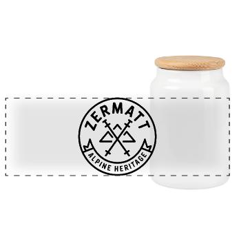 Zermatt - Souvenir Design - Panoramic Cookie Jar with Wooden Lid - white - Front