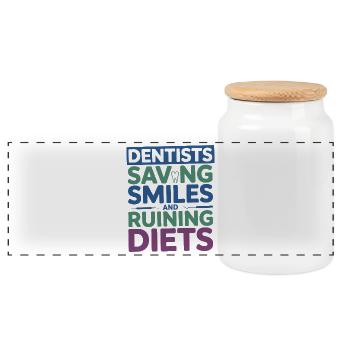 Dental Professional Life Clinical Team  - Panoramic Cookie Jar with Wooden Lid - white - Front