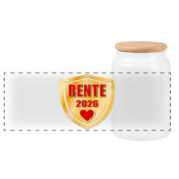Rente 2026 Rentnerin Kollegin - Panorama Keksdose mit Holzdeckel - Weiß - Vorne