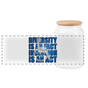 Diversity is a fact, inclusion is action - Panoramic Cookie Jar with Wooden Lid - white - Front
