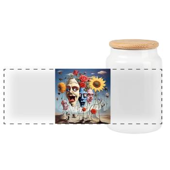 Masque Forêt des Rêves Fleuris - Boîte à biscuits avec couvercle en bois - blanc - Devant