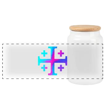 Kairos Kreuz (Jerusalemkreuz) – Sternenhimmel - Panorama Keksdose mit Holzdeckel - Weiß - Vorne