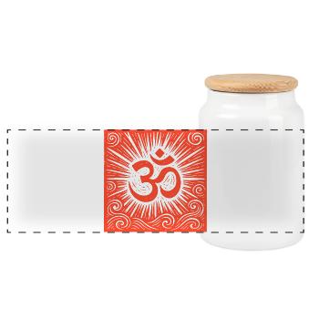 YOGA OM - Boîte à biscuits avec couvercle en bois - blanc - Devant