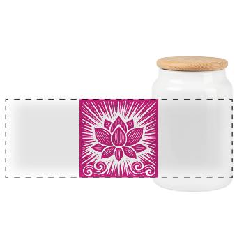 YOGA LOTUS - Panoramic Cookie Jar with Wooden Lid - white - Front