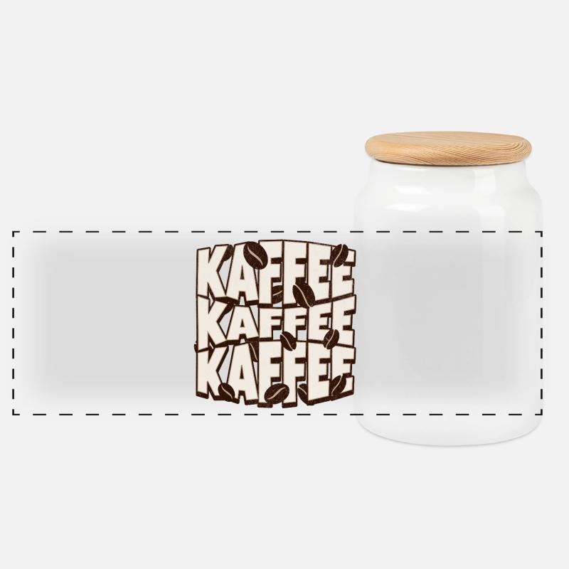 Kaffee Kaffee Kaffee  - Panorama Keksdose mit Holzdeckel - Weiß