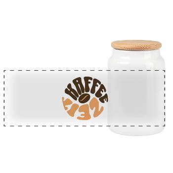 Coffee Time - Panoramic Cookie Jar with Wooden Lid - white - Front