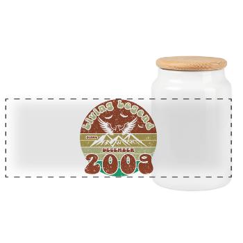 16. Geburtstag Living Legend since VIN 12/2009 - Panoramic Cookie Jar with Wooden Lid - white - Front