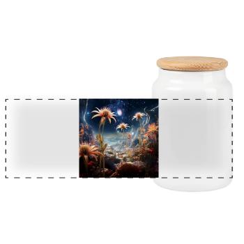 Paysage de fleurs d’étoiles - Boîte à biscuits avec couvercle en bois - blanc - Devant