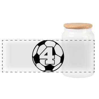Number 4 football - 4th anniversary - Panoramic Cookie Jar with Wooden Lid - white - Front