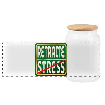 Retirement Stress Work - Panoramic Cookie Jar with Wooden Lid - white - Front