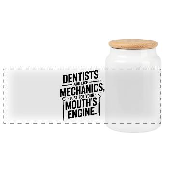 Dental Professional Life Clinical Team  - Panoramic Cookie Jar with Wooden Lid - white - Front