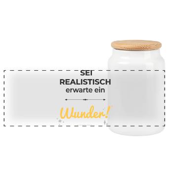 Soyez réaliste – attendez-vous à un miracle ! - Boîte à biscuits avec couvercle en bois - blanc - Devant