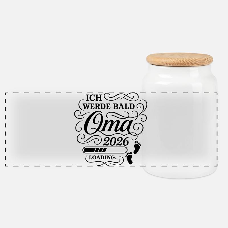 Ich werde bald Oma 2026 - Panorama Keksdose mit Holzdeckel - Weiß