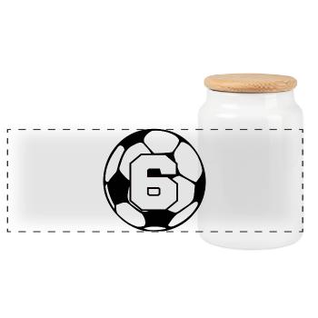 Issue 6 football - 6th anniversary - Panoramic Cookie Jar with Wooden Lid - white - Front