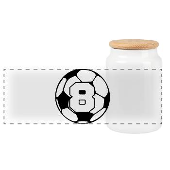 Numéro 8 football - 8e anniversaire  - Boîte à biscuits avec couvercle en bois - blanc - Devant